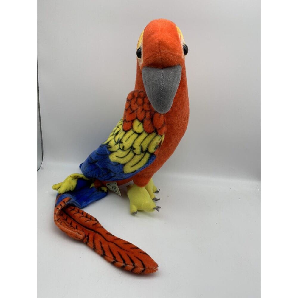 Realistic Tropical Red Macaw Parrot Bird Large Giant Plush Animal Tiger Tale Toy - Picture 2 of 7